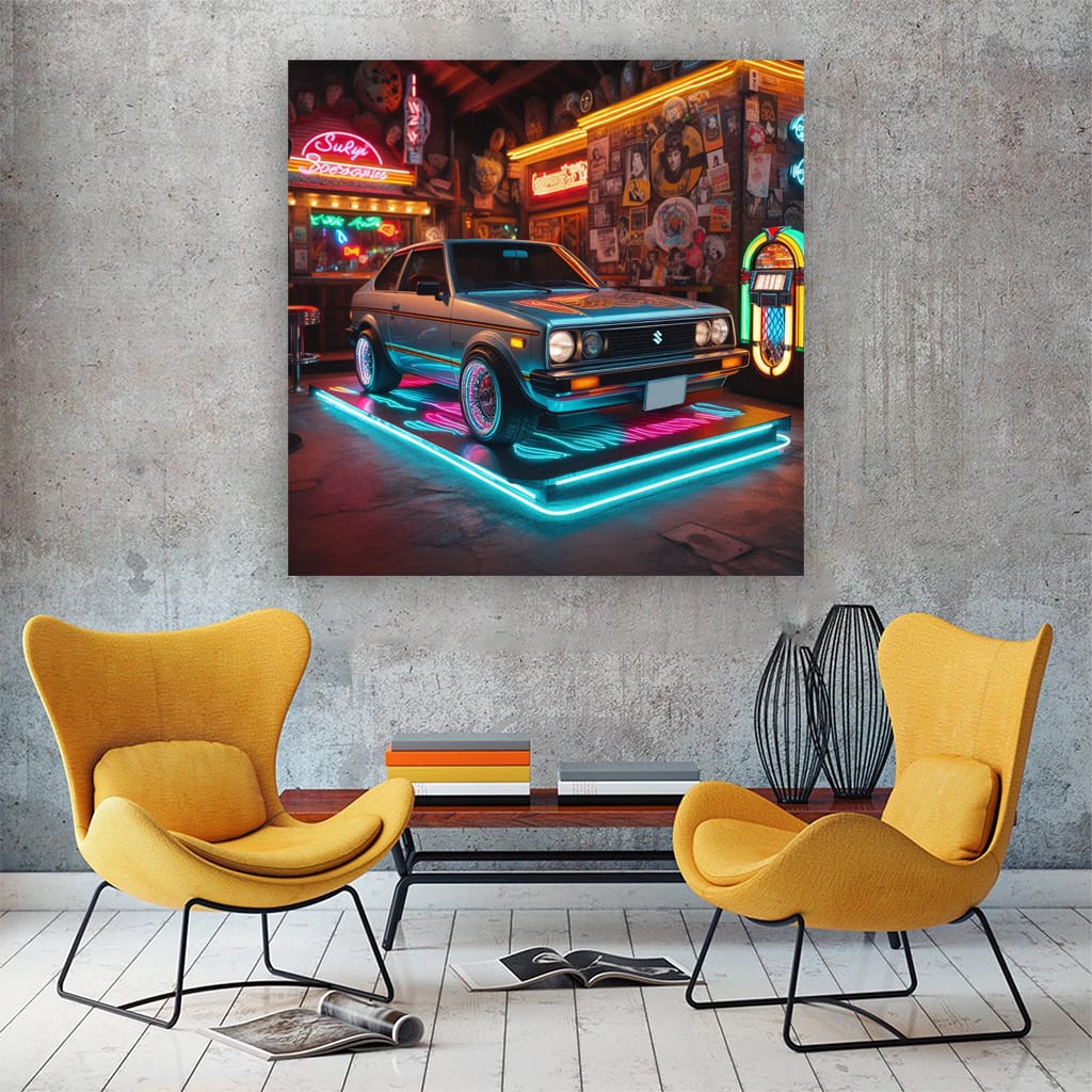 Retro Neon Suzuki: Classic Vibes, Timeless Style