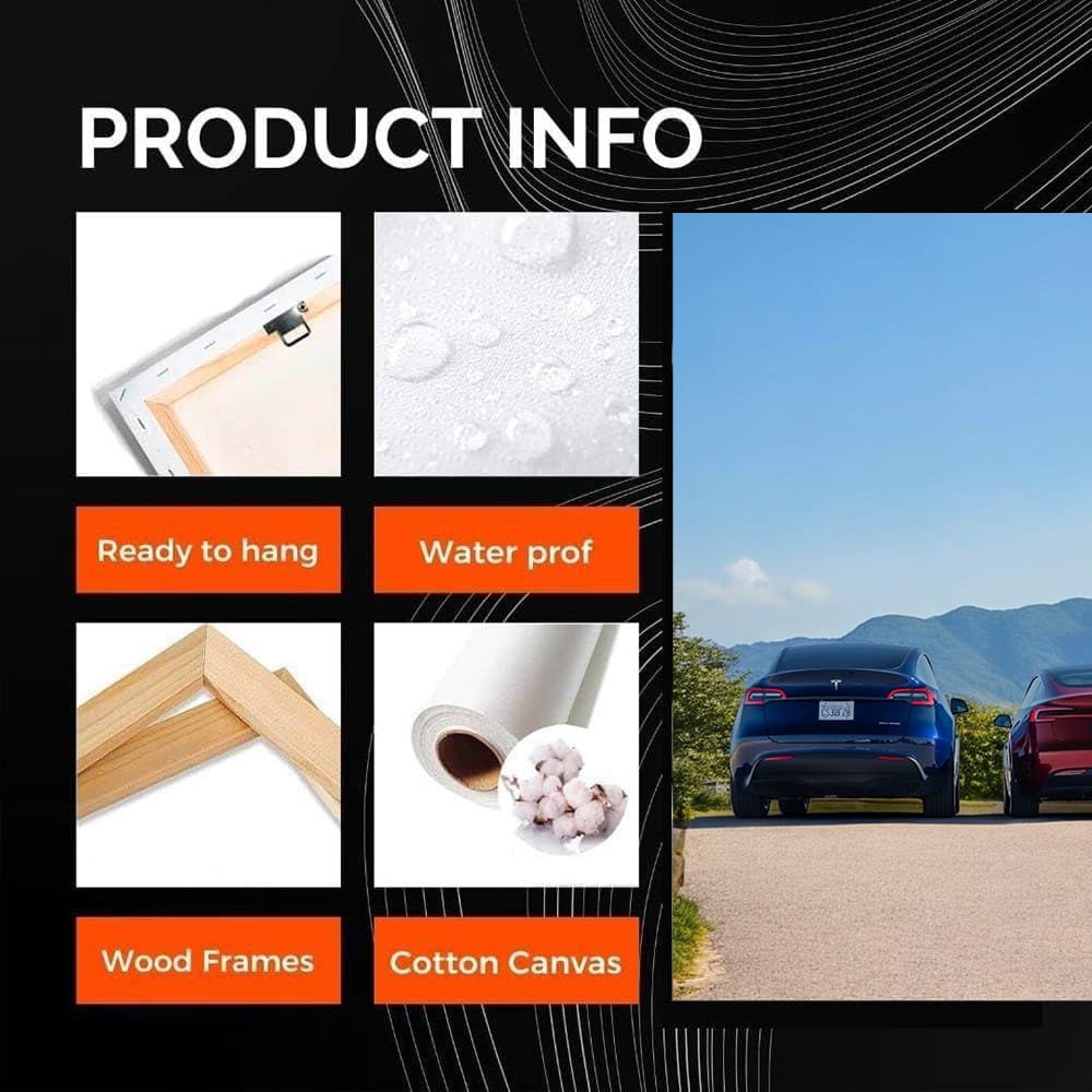 Tesla Model 3 in Driveway, Scenic Mountains Backdrop - Futuristic - EnjoyStore