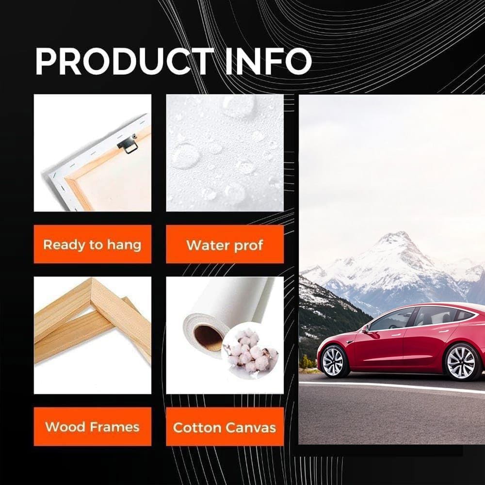 Tesla Model 3 Navigates Curvy Road with Snowy Peak Vista - Electric Elegance - EnjoyStore