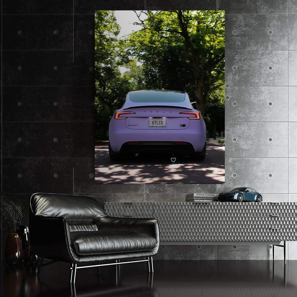 Tesla Model 3 Parked Gracefully Under Tree - Electric Elegance - EnjoyStore