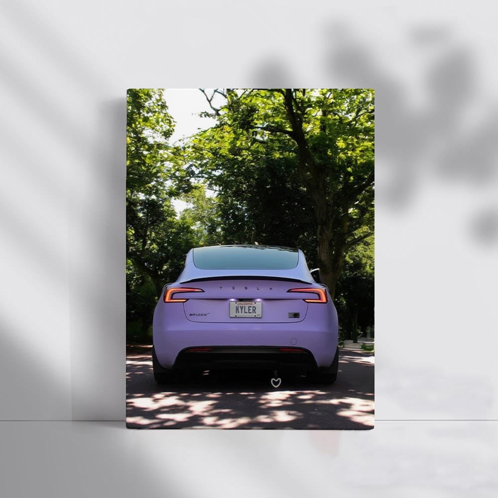 Tesla Model 3 Parked Gracefully Under Tree - Electric Elegance - EnjoyStore