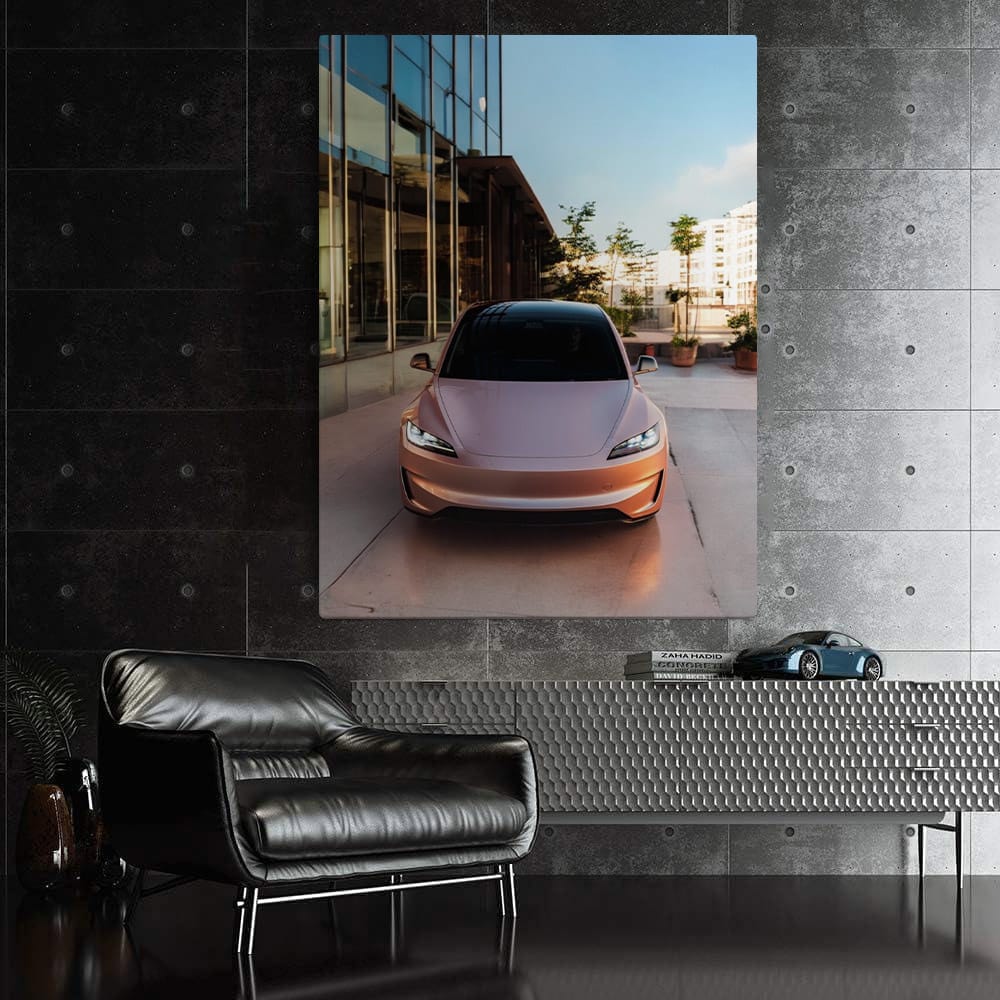 Tesla Model 3 Parked Near Building - Sleek and Futuristic - EnjoyStore
