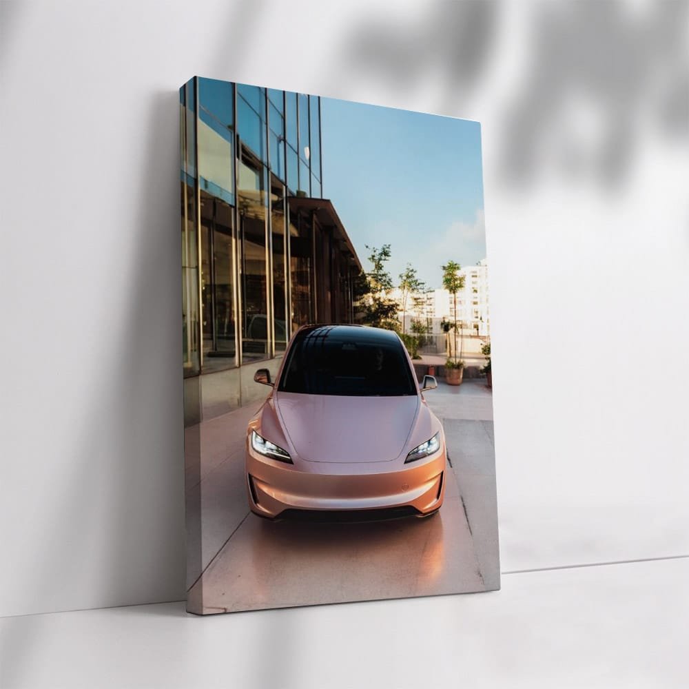 Tesla Model 3 Parked Near Building - Sleek and Futuristic - EnjoyStore
