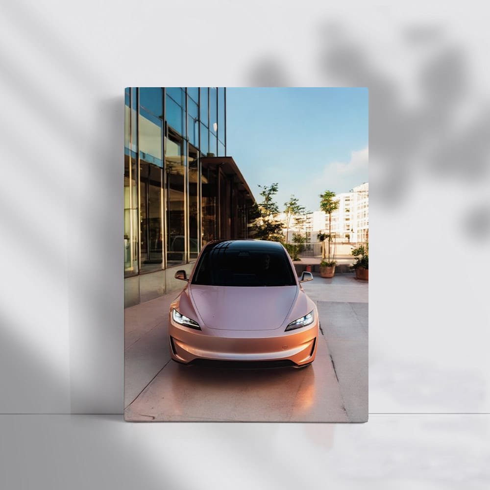 Tesla Model 3 Parked Near Building - Sleek and Futuristic - EnjoyStore