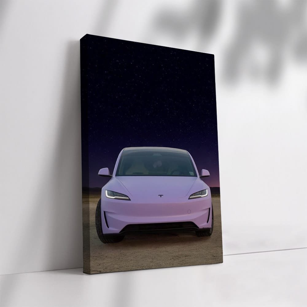 Tesla Model 3 Under Starry Night on Open Road - Sleek & Modern - EnjoyStore