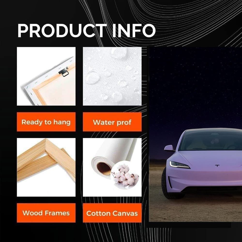Tesla Model 3 Under Starry Night on Open Road - Sleek & Modern - EnjoyStore
