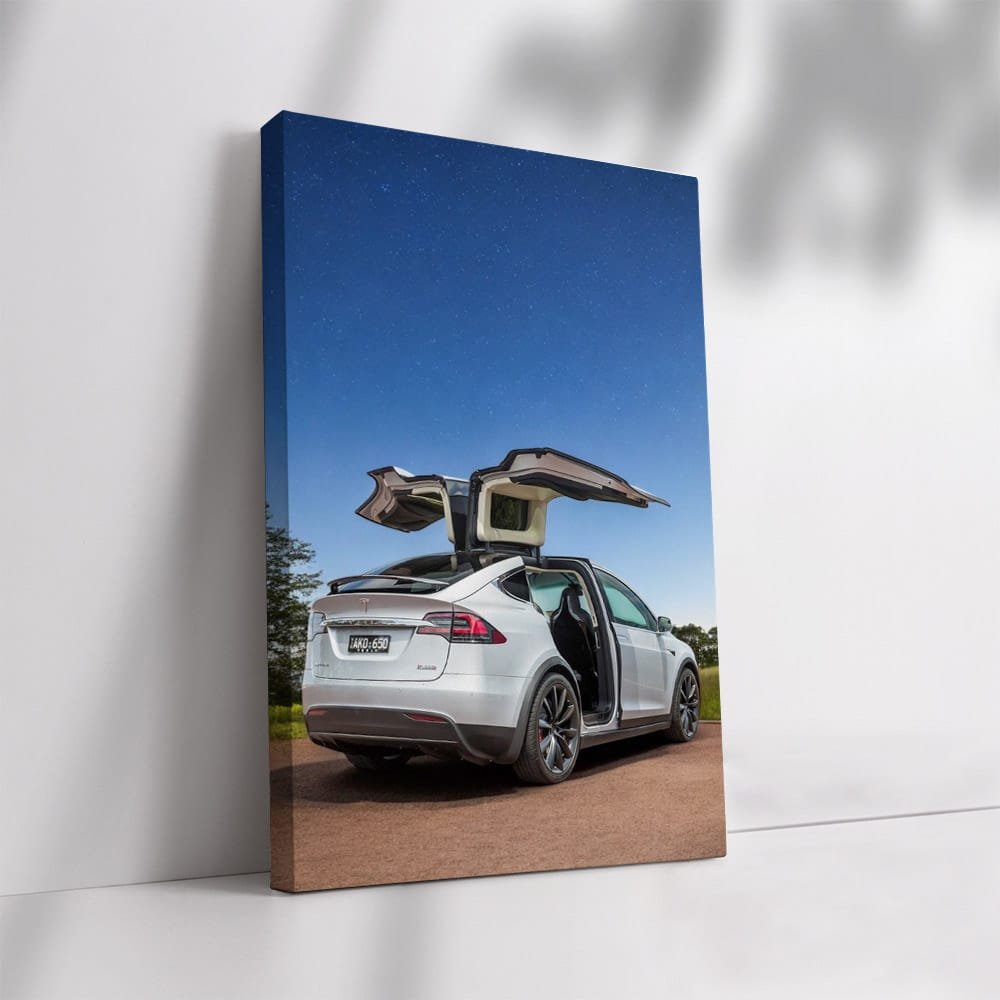 Tesla Model X Cruising Under Starry Night, Futuristic Ride - EnjoyStore