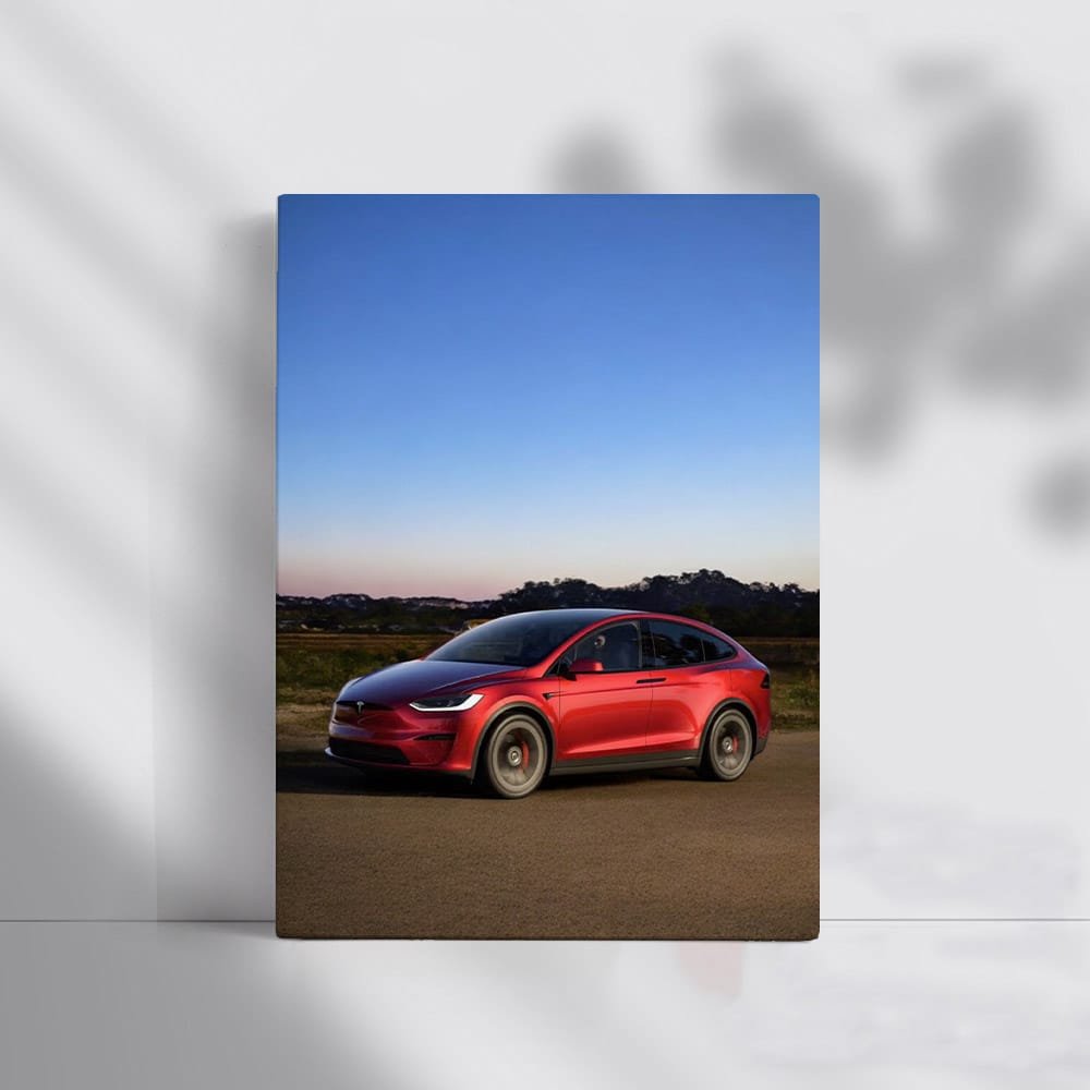 Tesla Model X Under Starry Night on Open Road - Futuristic Luxury - EnjoyStore