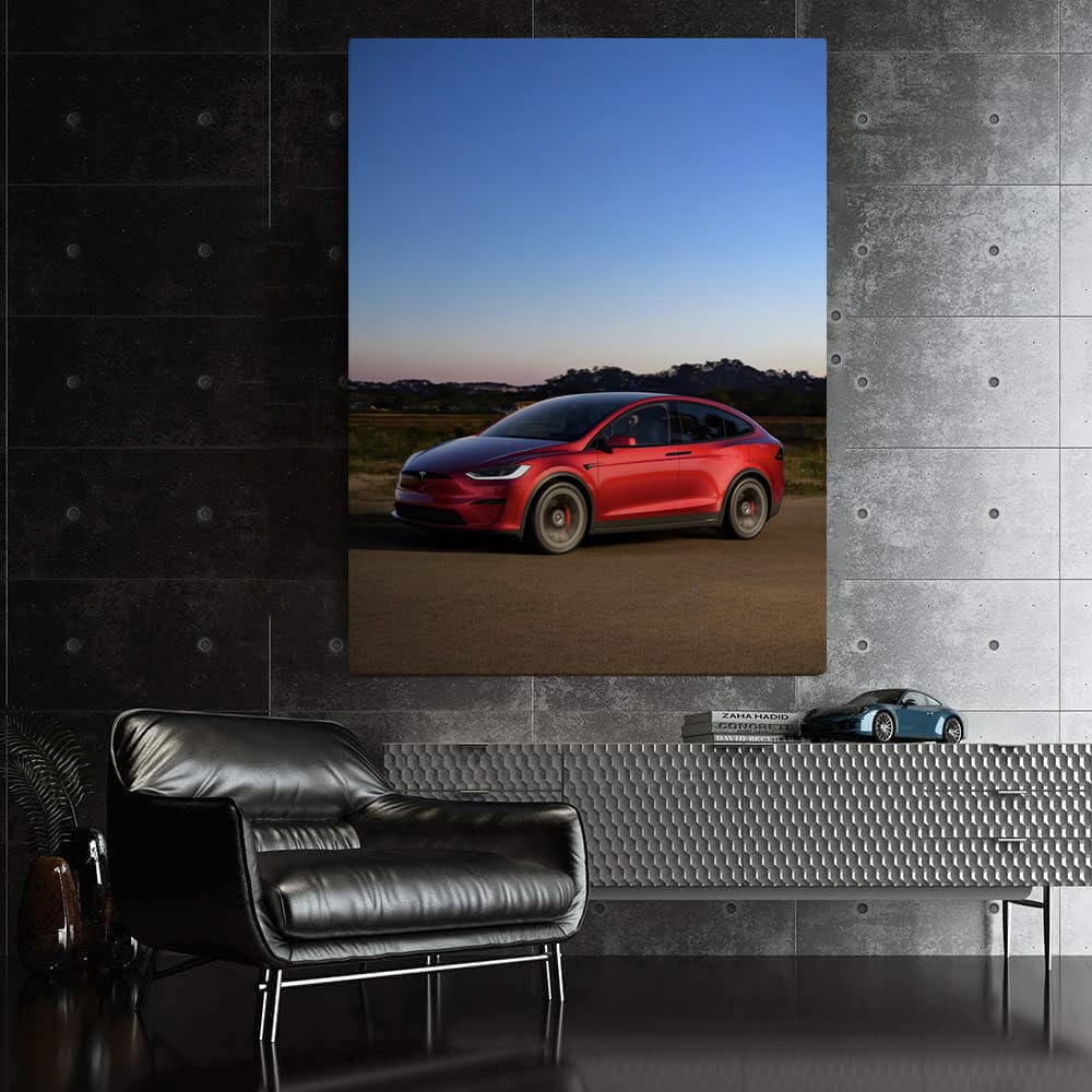 Tesla Model X Under Starry Night on Open Road - Futuristic Luxury - EnjoyStore