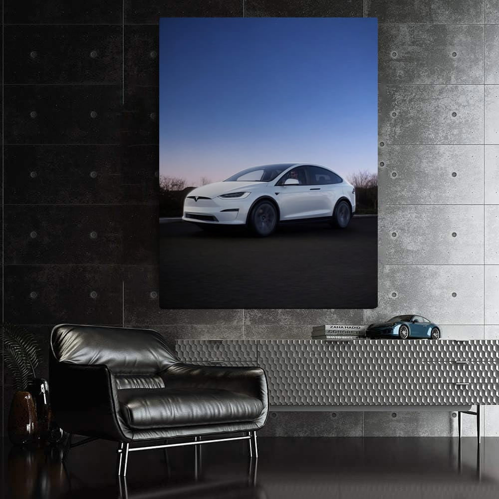 Tesla Model X Under Starry Night on Open Road - Sleek Innovation - EnjoyStore