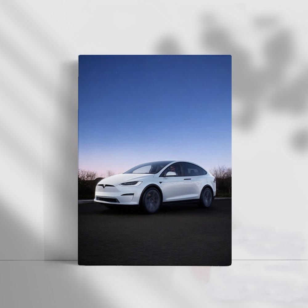 Tesla Model X Under Starry Night on Open Road - Sleek Innovation - EnjoyStore
