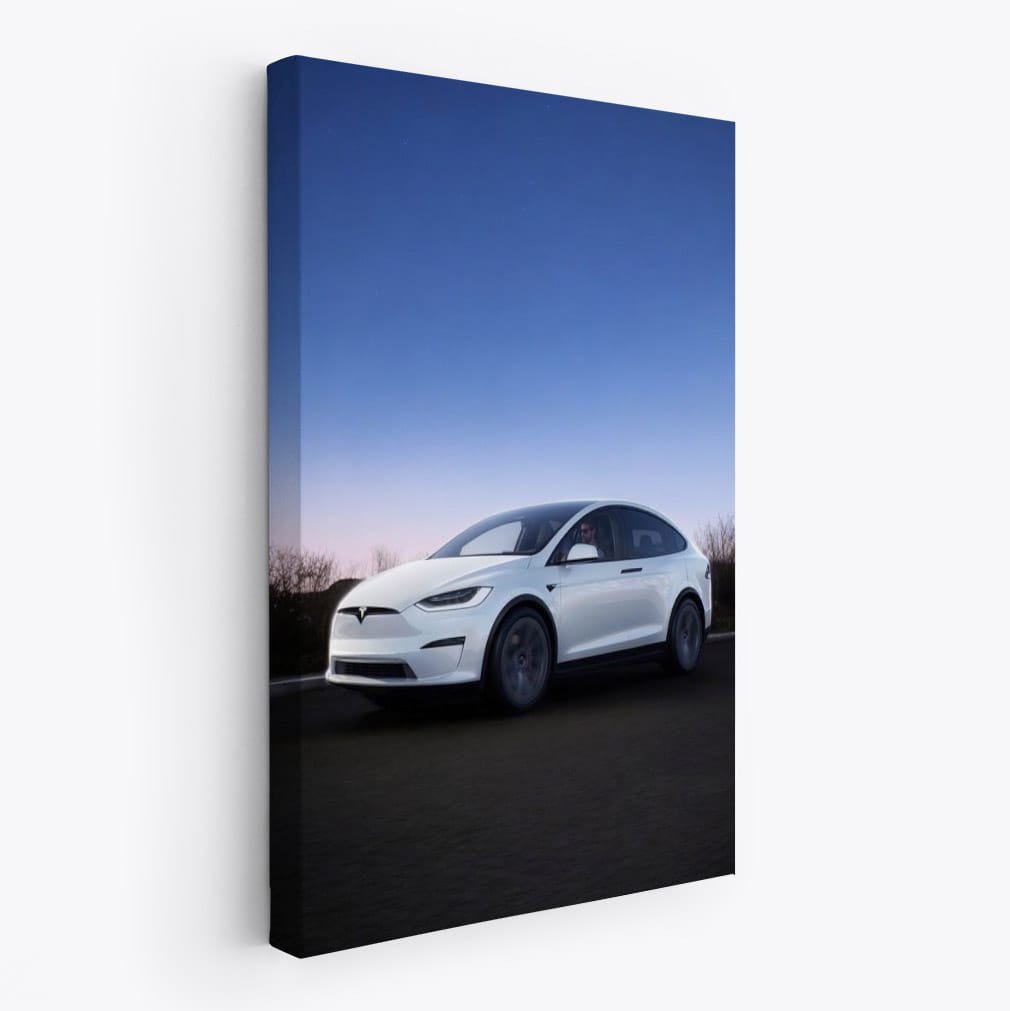 Tesla Model X Under Starry Night on Open Road - Sleek Innovation - EnjoyStore