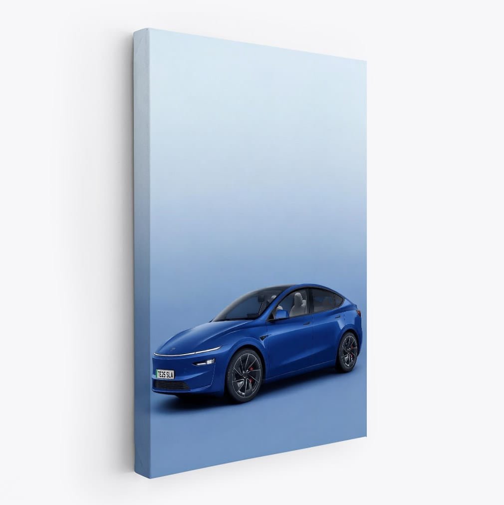 Tesla Model Y Against Blue Backdrop - Sleek and Modern - EnjoyStore