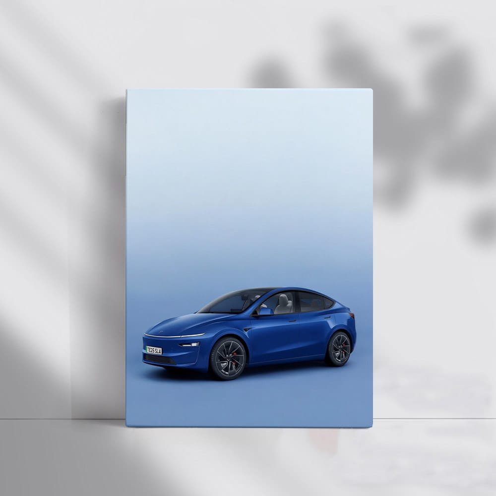 Tesla Model Y Against Blue Backdrop - Sleek and Modern - EnjoyStore