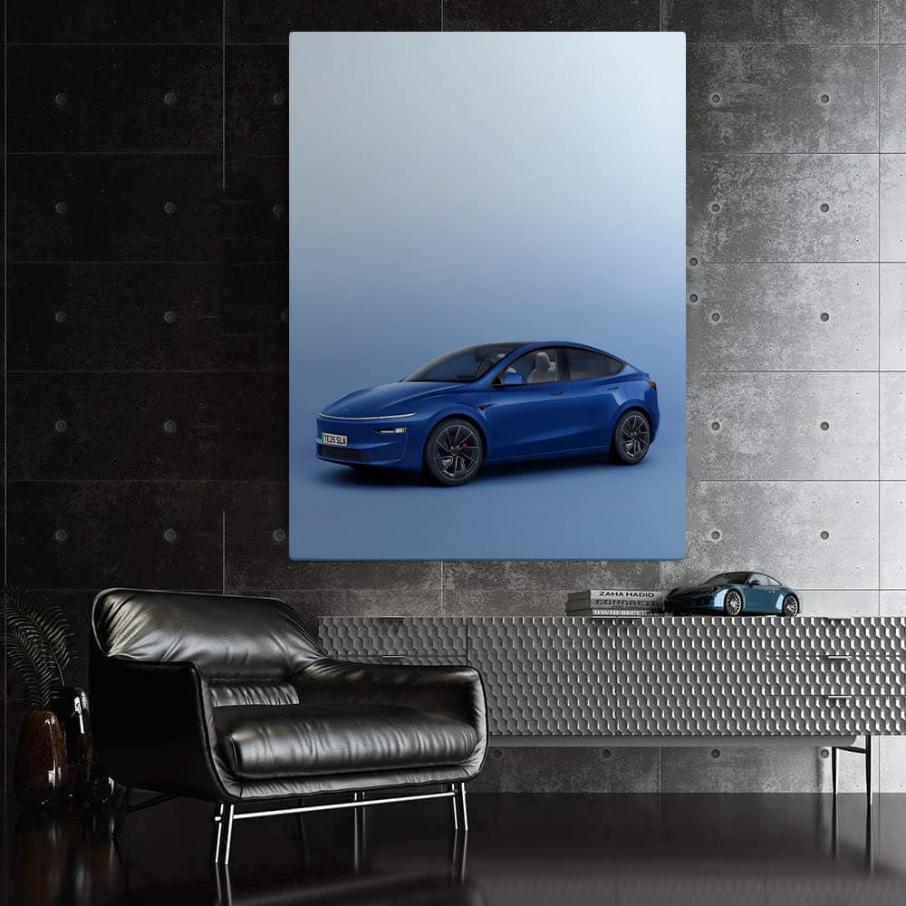 Tesla Model Y Against Blue Backdrop - Sleek and Modern - EnjoyStore