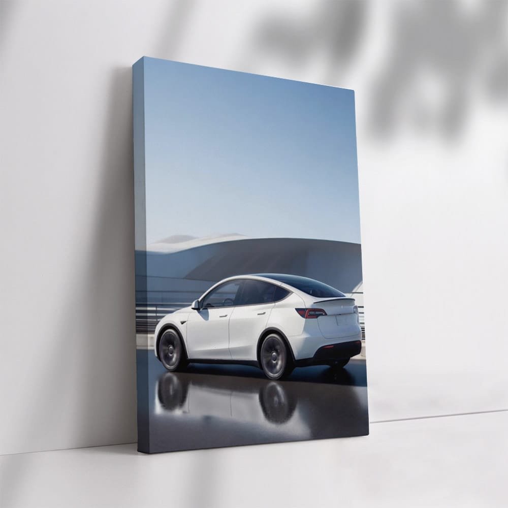 Tesla Model Y Cruises on Bridge Beneath Clear Blue Sky - Futuristic Elegance - EnjoyStore