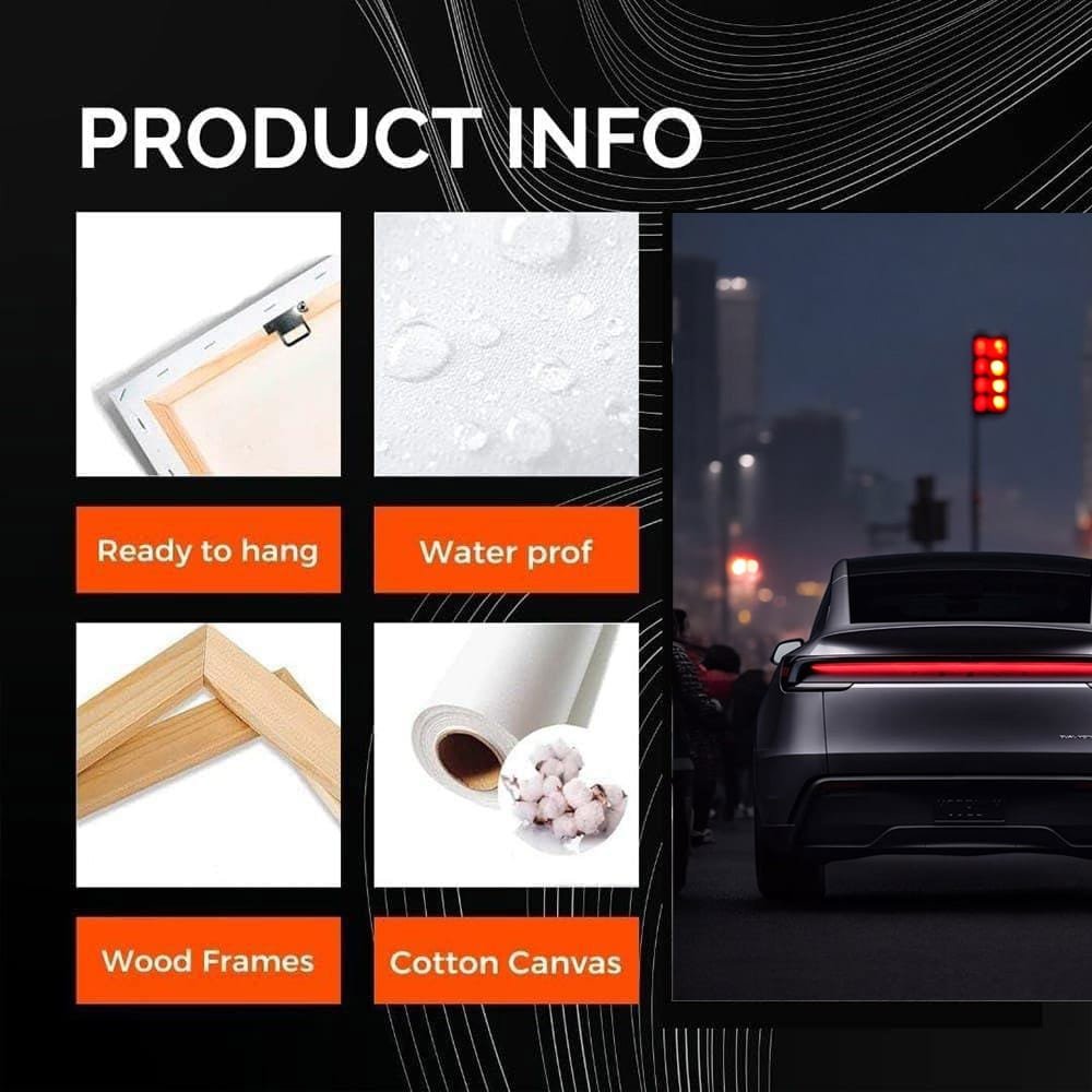 Tesla Model Y in Traffic, Red Light Behind - Futuristic Ride - EnjoyStore