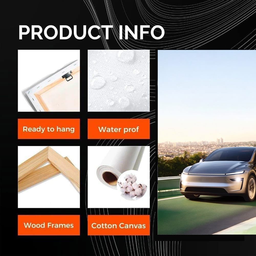 Tesla Model Y on Eco Highway with Urban Skyline - Futuristic - EnjoyStore