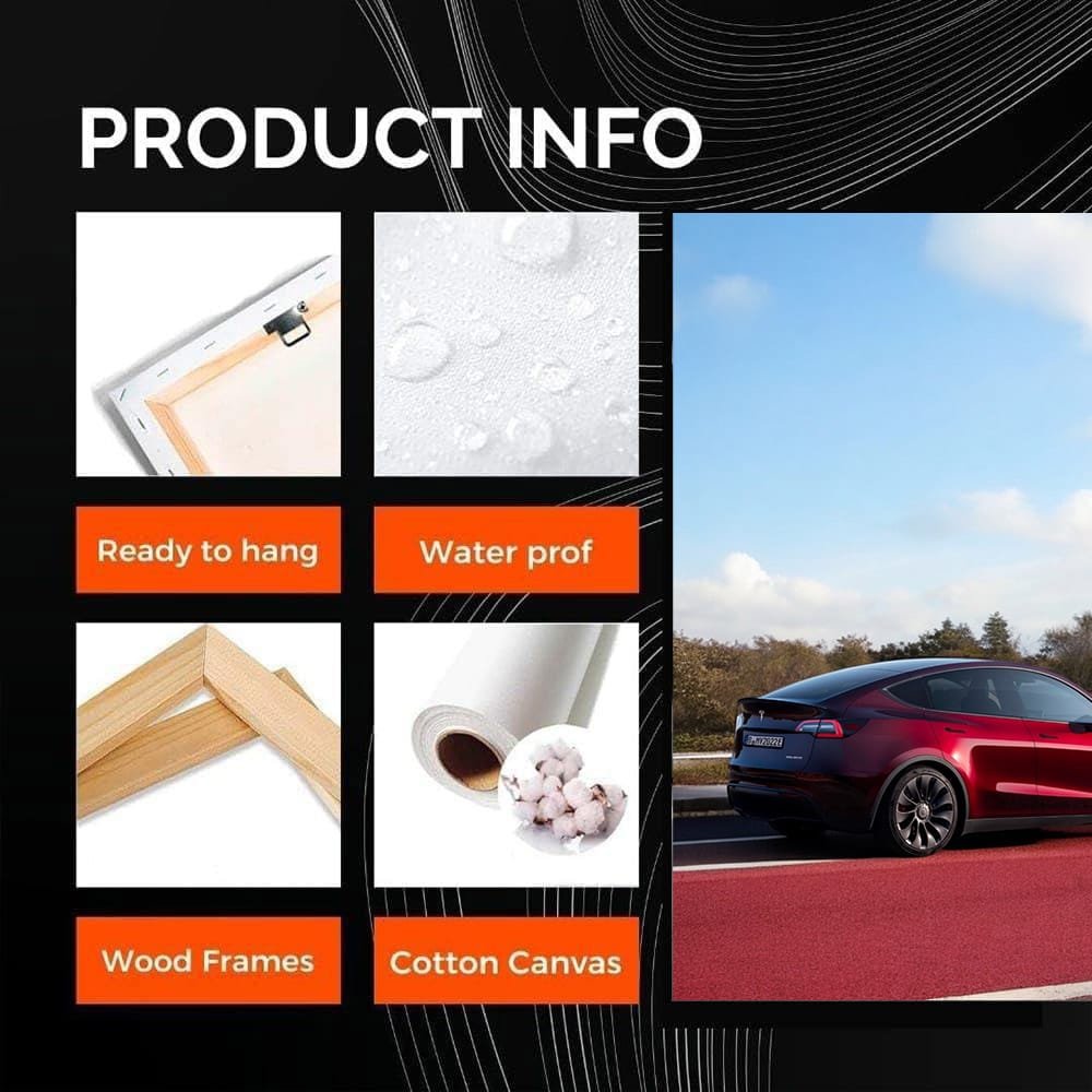 Tesla Model Y on Red Road, Blue Skies - Sleek Innovation - EnjoyStore