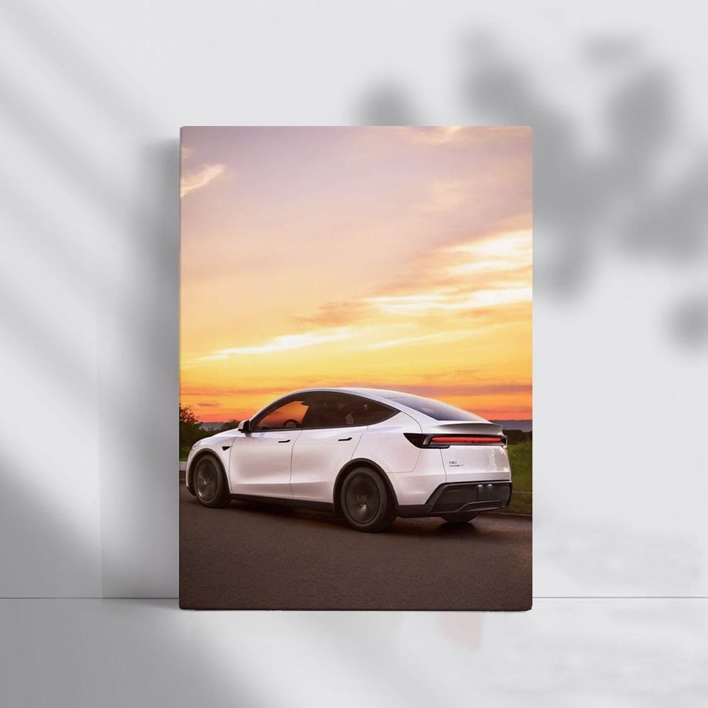 Tesla Model Y Silhouetted by Sunset - Sleek and Modern - EnjoyStore