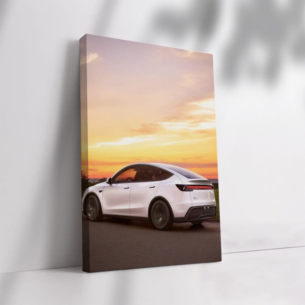 Tesla Model Y Silhouetted by Sunset - Sleek and Modern - EnjoyStore