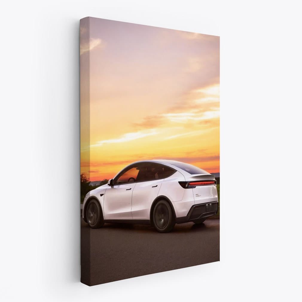 Tesla Model Y Silhouetted by Sunset - Sleek and Modern - EnjoyStore