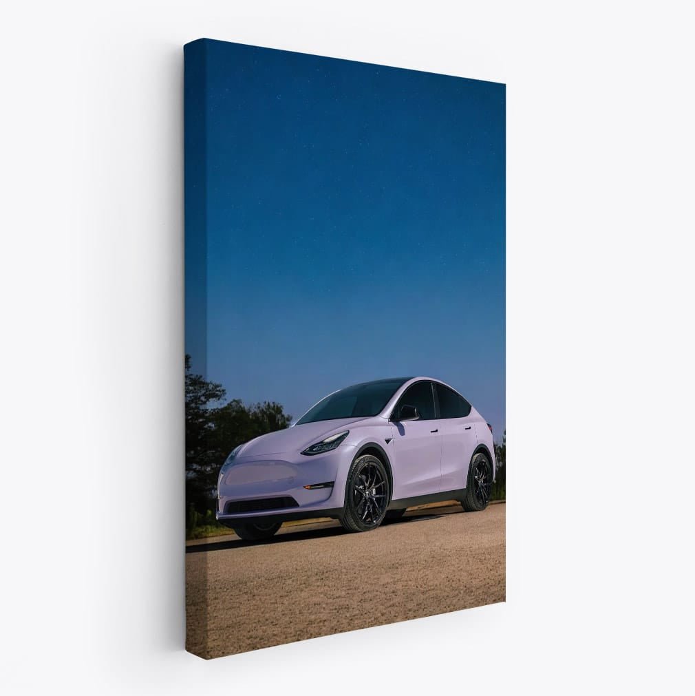 Tesla Model Y Under Starry Night on Open Road - Futuristic Drive - EnjoyStore