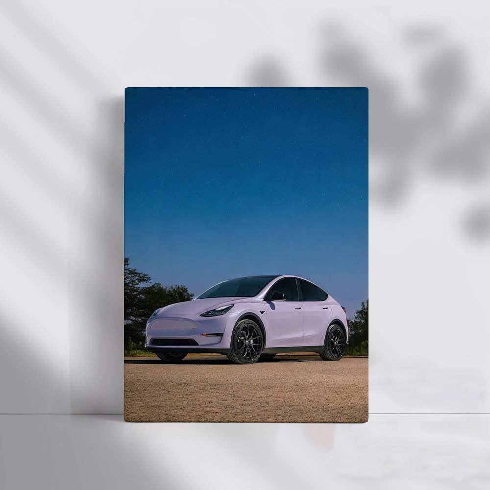 Tesla Model Y Under Starry Night on Open Road - Futuristic Drive - EnjoyStore
