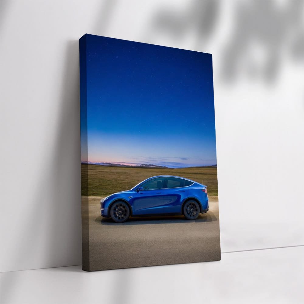 Tesla Model Y Under Starry Sky on Serene Road - Futuristic Drive - EnjoyStore