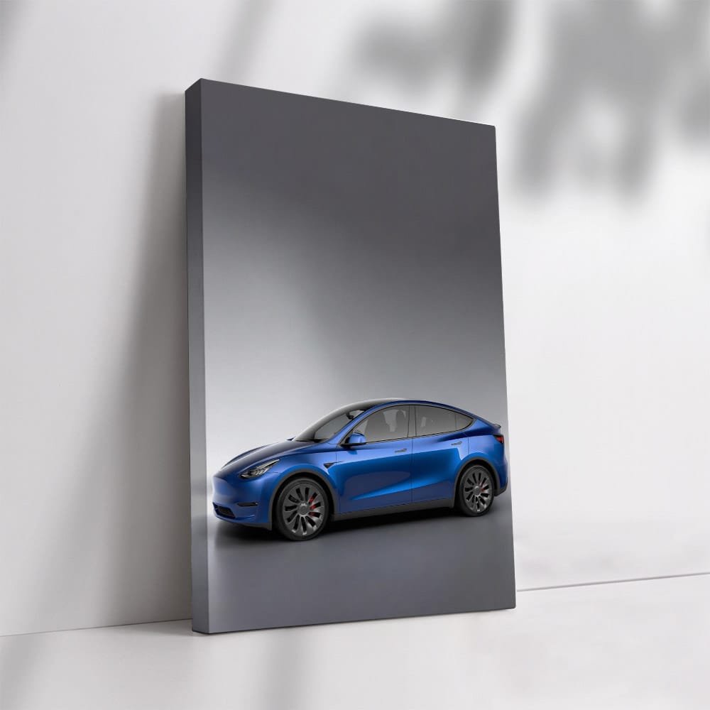 Tesla Model Y with Gray Background - Elegance in Motion - EnjoyStore