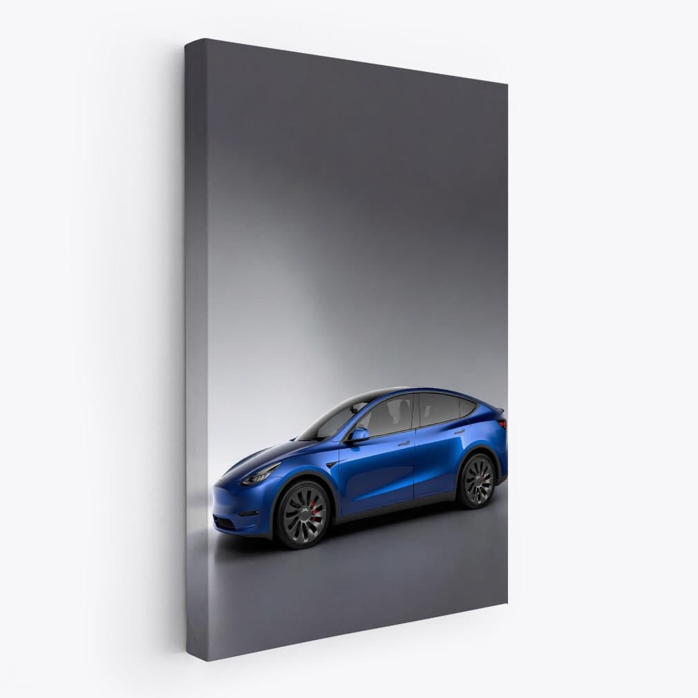 Tesla Model Y with Gray Background - Elegance in Motion - EnjoyStore