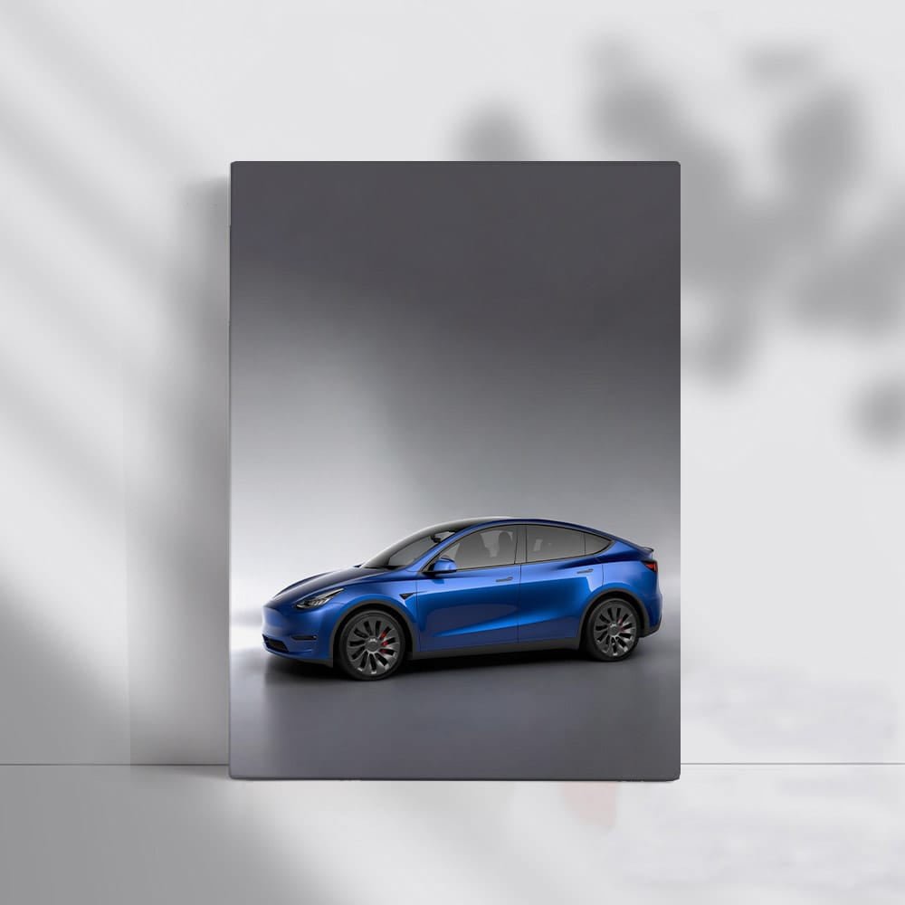 Tesla Model Y with Gray Background - Elegance in Motion - EnjoyStore