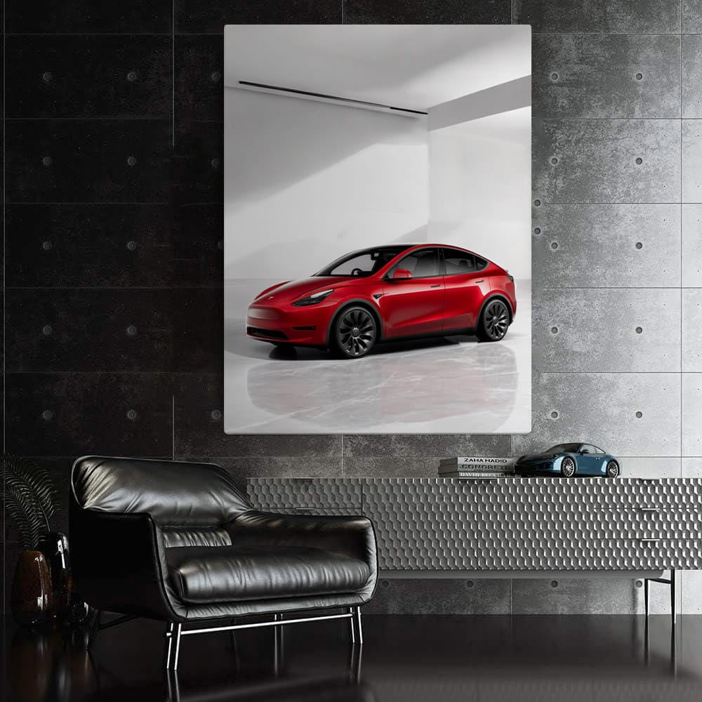 Tesla Model Y with Marble Backdrop - Sleek and Futuristic - EnjoyStore