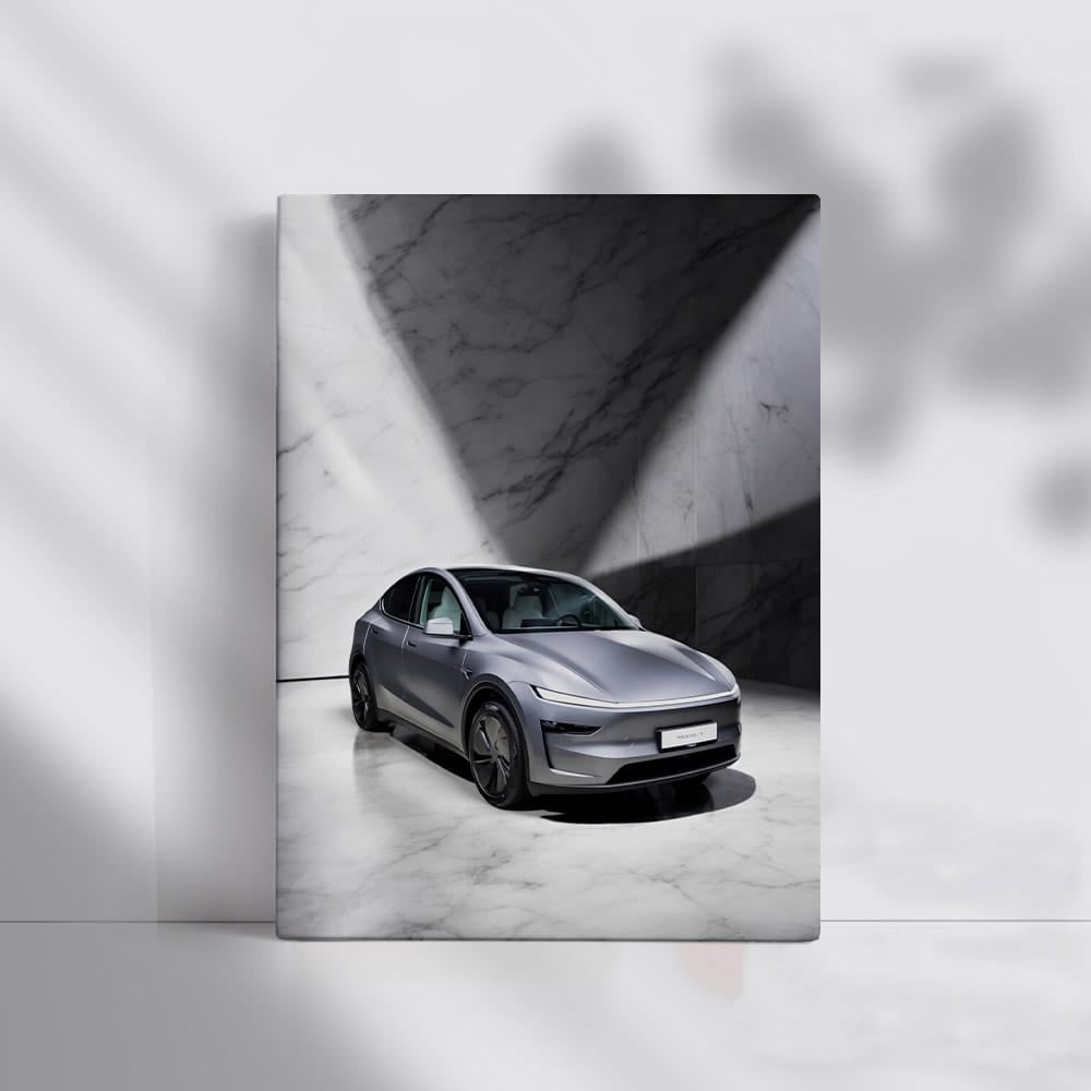 Tesla Model Y with Marble Backdrop - Sleek and Futuristic - EnjoyStore