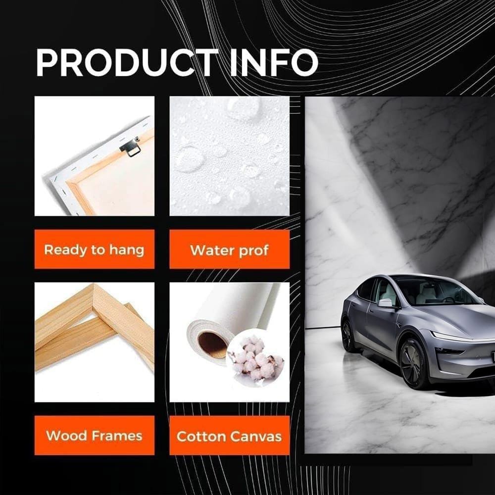 Tesla Model Y with Marble Backdrop - Sleek and Futuristic - EnjoyStore