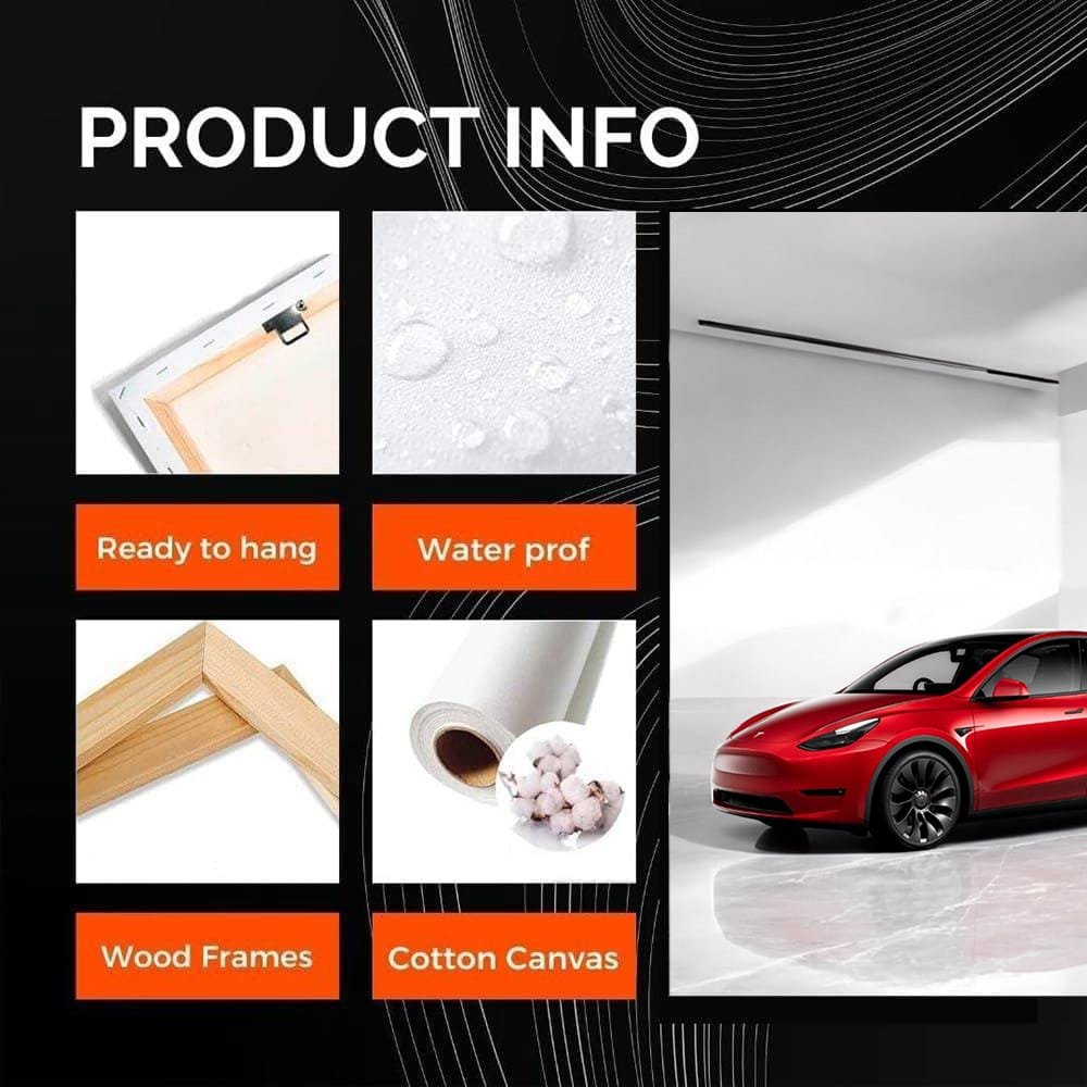 Tesla Model Y with Marble Backdrop - Sleek and Futuristic - EnjoyStore