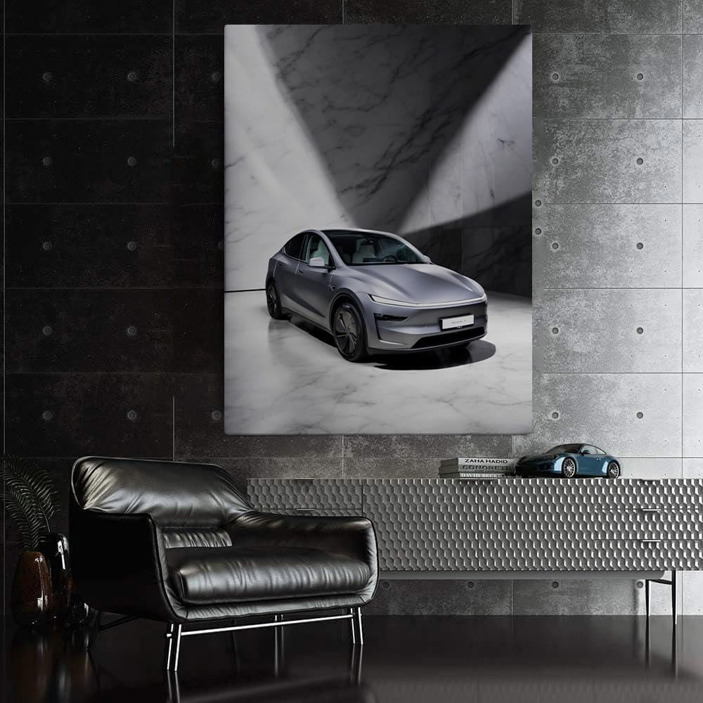 Tesla Model Y with Marble Backdrop - Sleek and Futuristic - EnjoyStore
