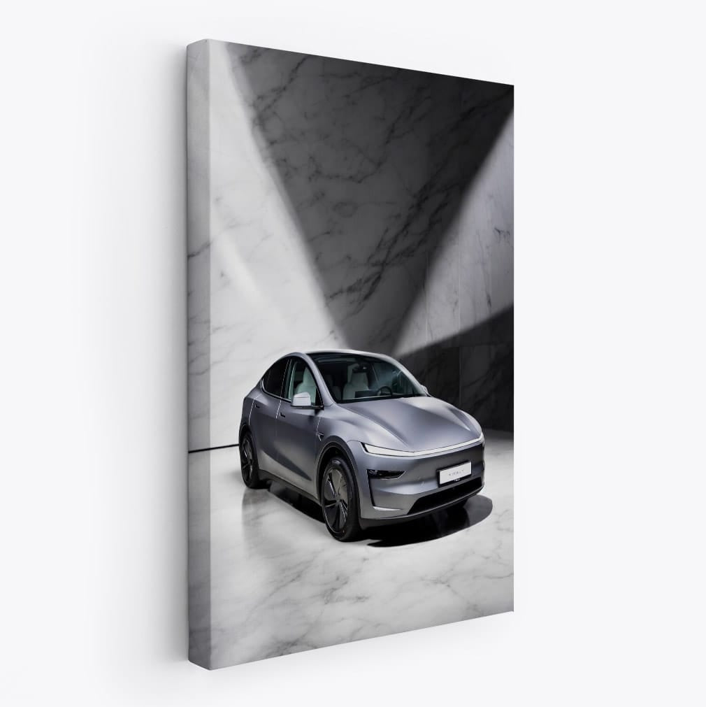 Tesla Model Y with Marble Backdrop - Sleek and Futuristic - EnjoyStore