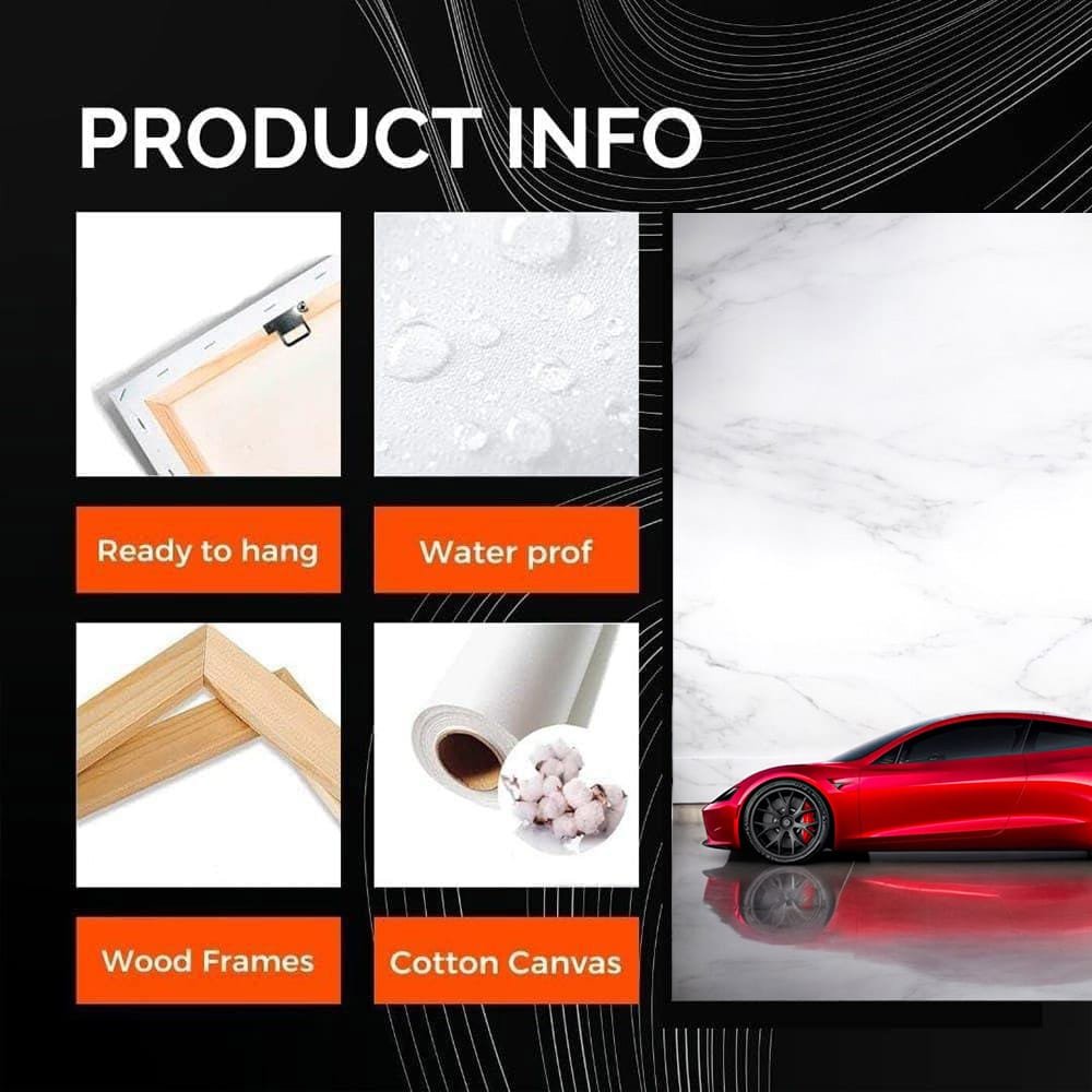 Tesla Roadster Marble Finish - Sleek and Futuristic - EnjoyStore