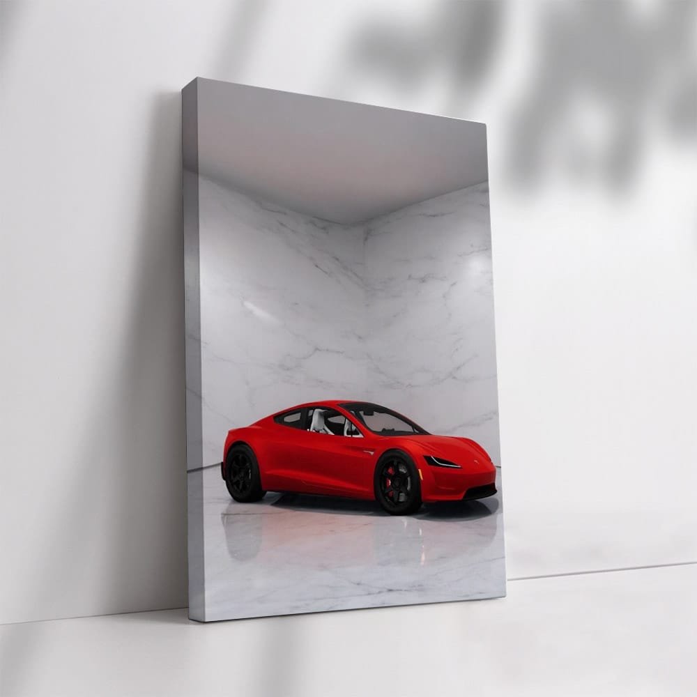 Tesla Roadster Marble Wall - Speed Meets Elegance - EnjoyStore