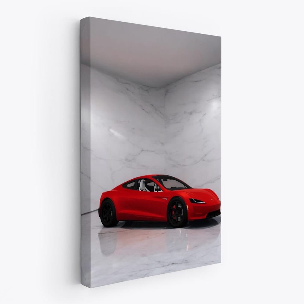 Tesla Roadster Marble Wall - Speed Meets Elegance - EnjoyStore