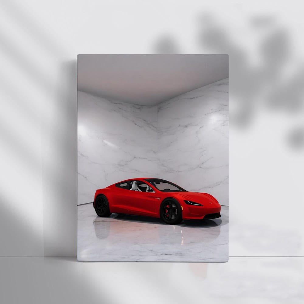 Tesla Roadster Marble Wall - Speed Meets Elegance - EnjoyStore