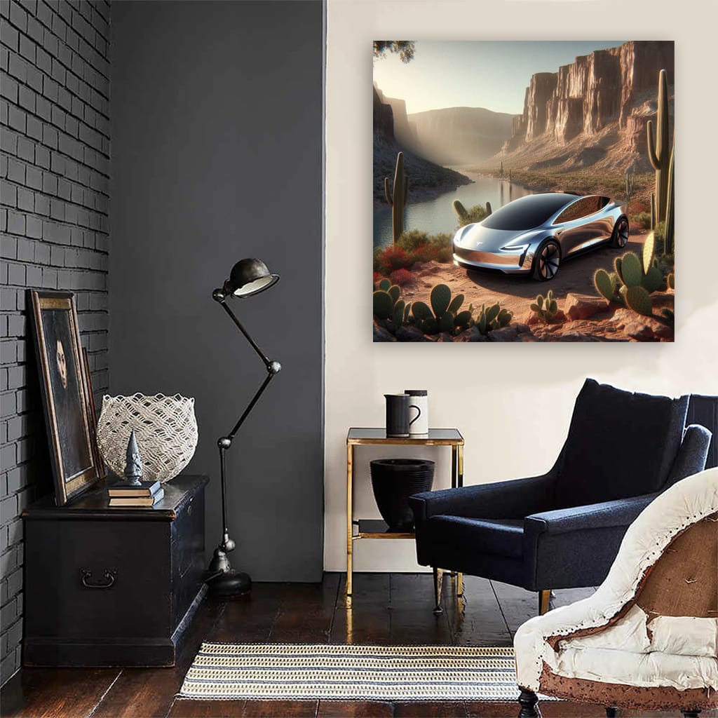 Tesla Art Future Canyon - Visionary Design Unleashed