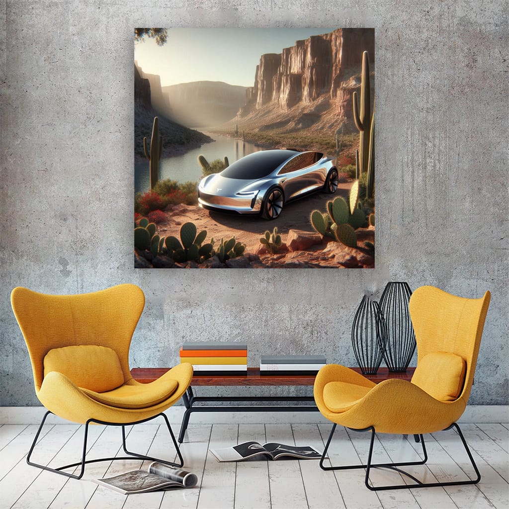 Tesla Art Future Canyon - Visionary Design Unleashed