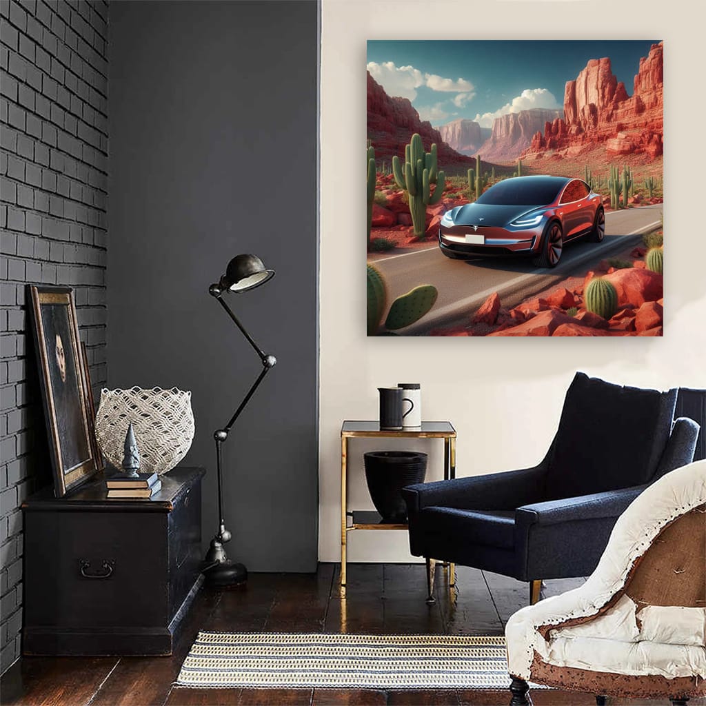 Tesla Art Future Canyon Wall Art