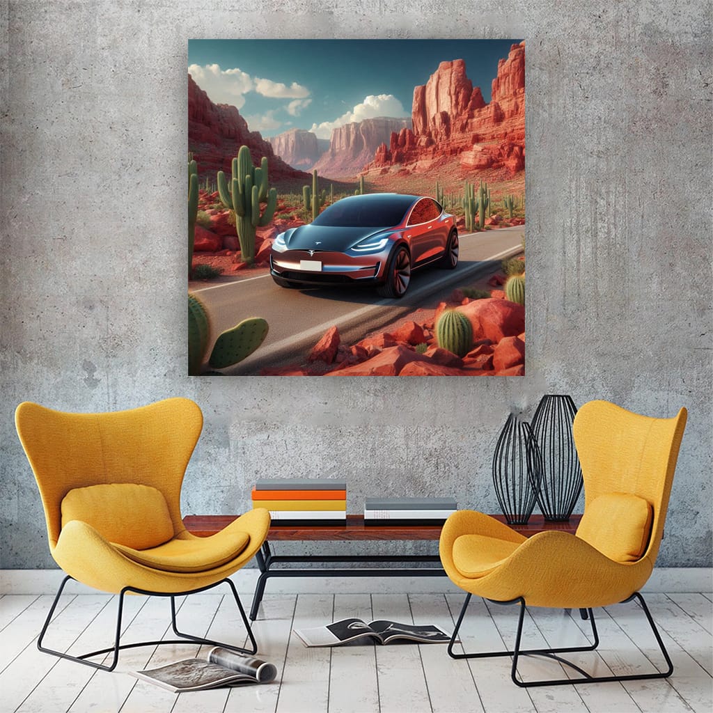 Tesla Art Future Canyon Wall Art