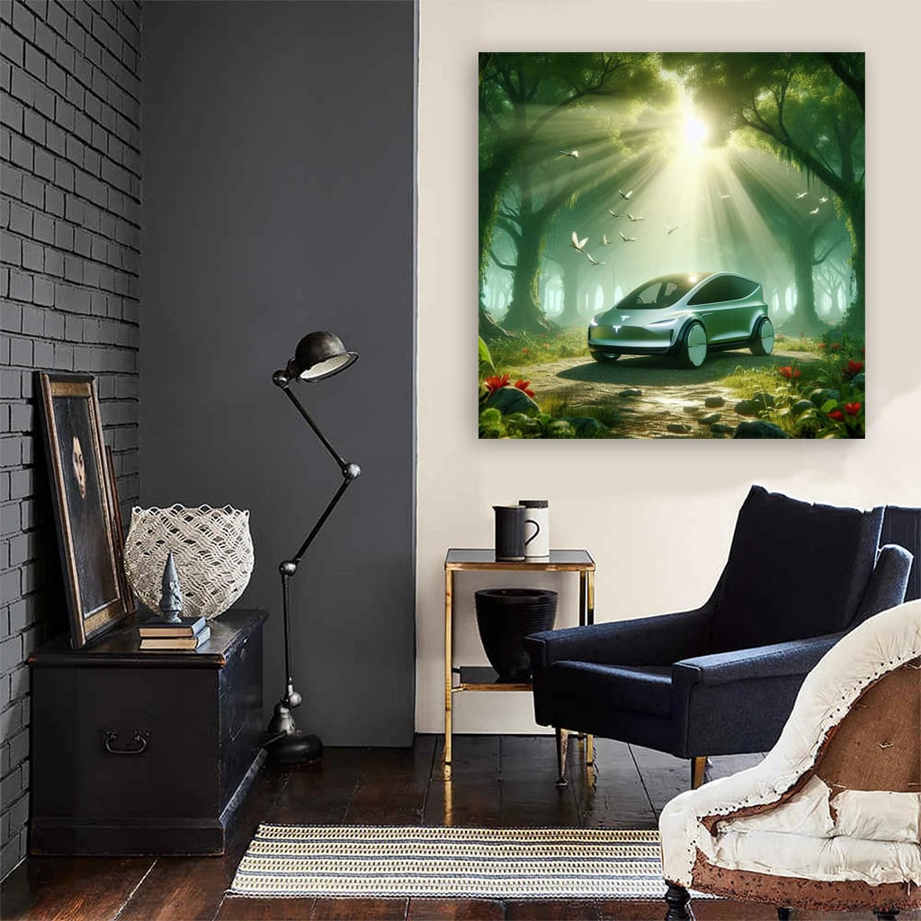 Tesla's Futuristic Art in Forest - Drive Future
