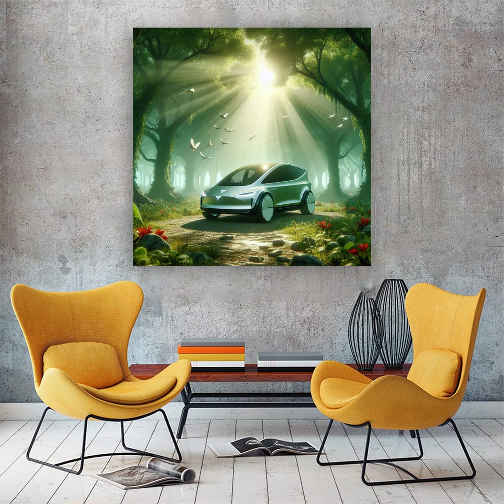 Tesla's Futuristic Art in Forest - Drive Future