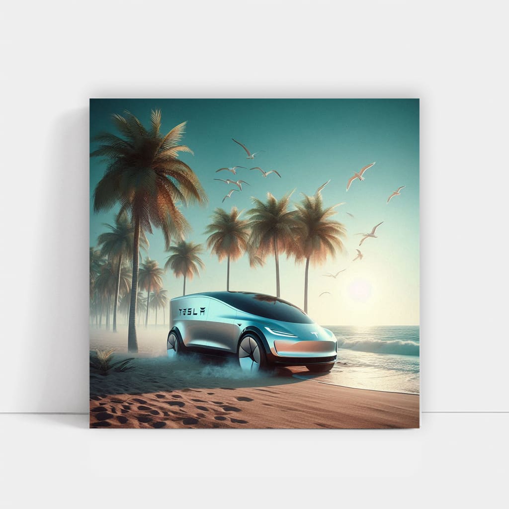 Tesla Art: Future Beach Vision - Innovative Design