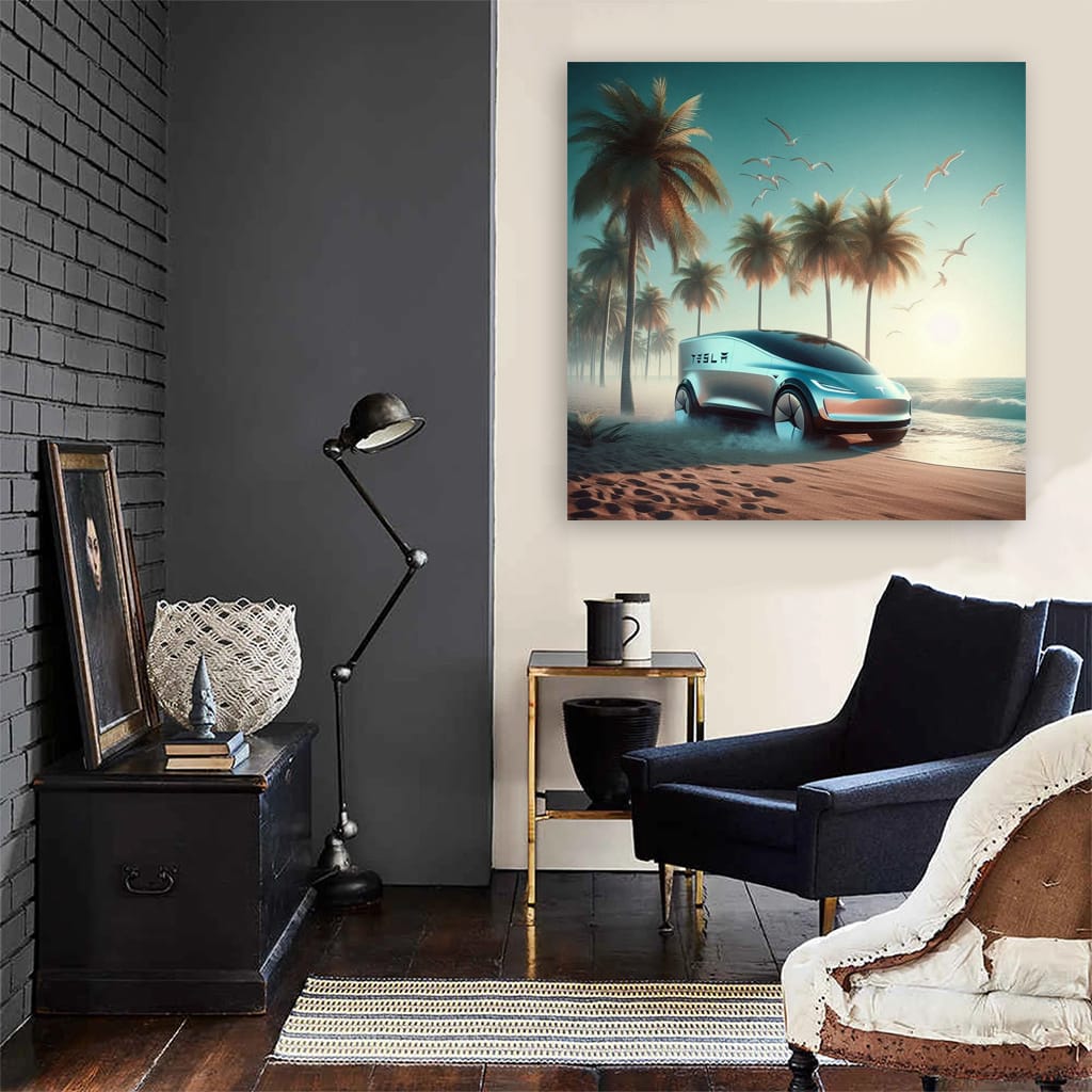 Tesla Art: Future Beach Vision - Innovative Design